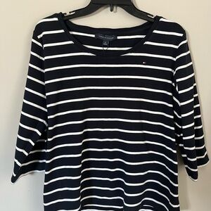 Tommy Hilfiger Women's Black and White Striped Top